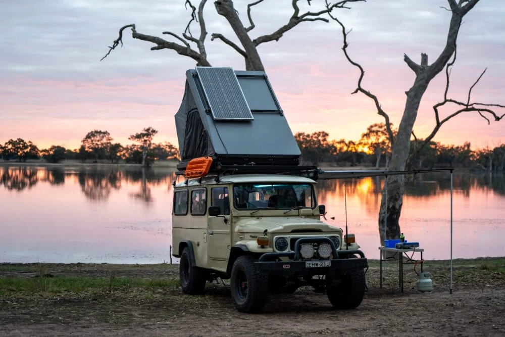 Overland Travellers in their australian made roof top tent